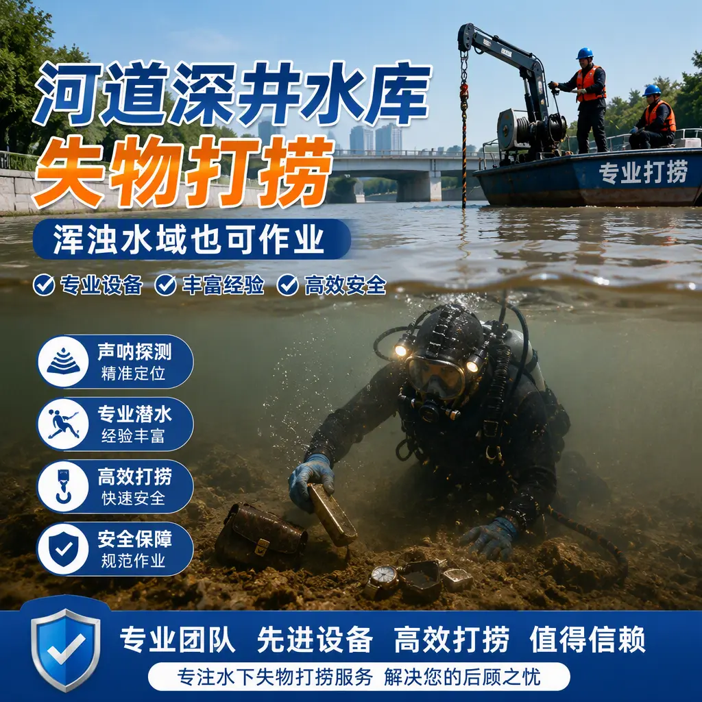 河道深井水库失物打捞,浑浊水域也可作业桂东