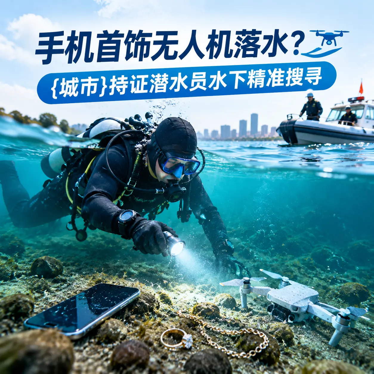 手机首饰无人机落水?桂东持证潜水员水下精准搜寻