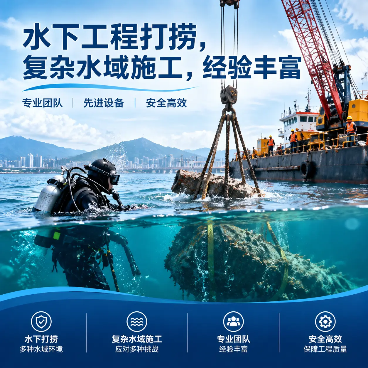 水下工程打捞,复杂水域施工,经验丰富桂东
